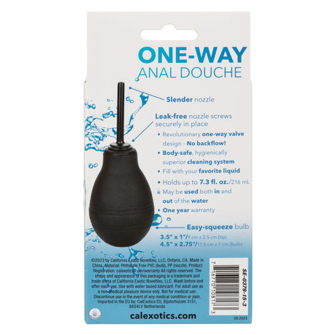 CalExotics One-Way Anal Douche with Black Leak-Proof Nozzle 7.3 fl. oz. Squeeze Bulb Douches