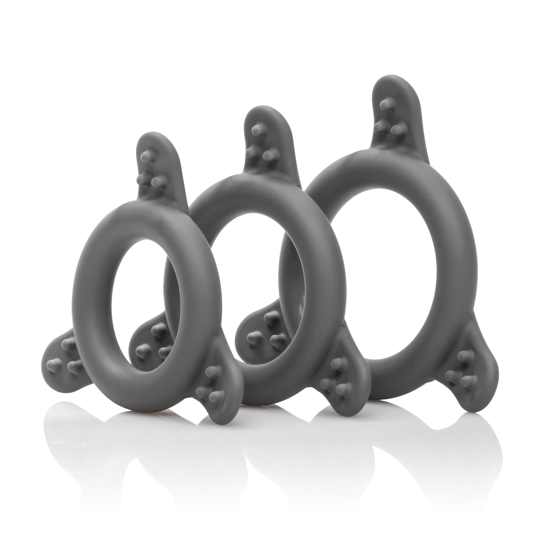 CalExotics Pro Series Silicone Ring Set Medium Large Extra Large Gray Flexible Stretchable > Cock Ring > Sets