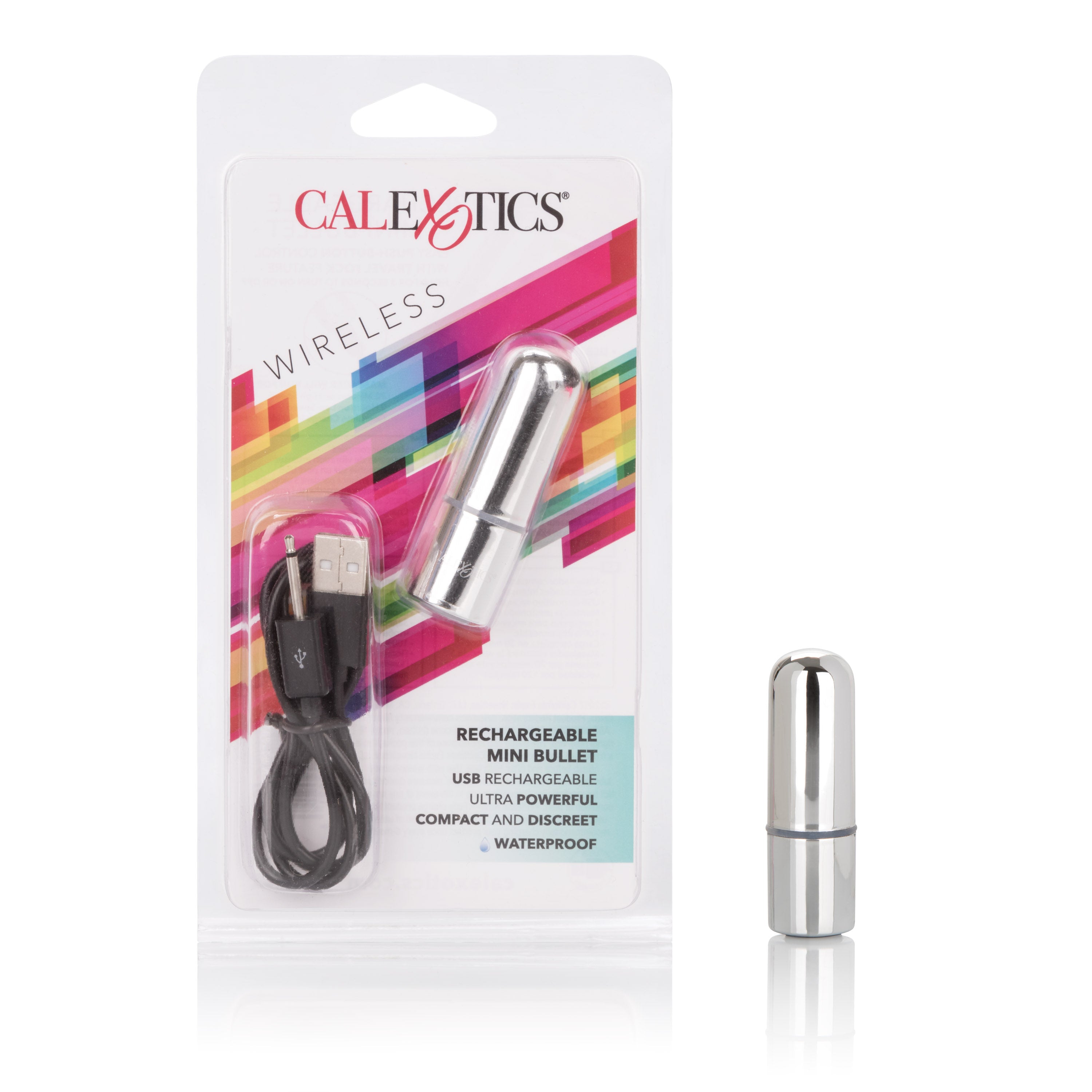 CalExotics Rechargeable Mini Bullet Vibrator Silver USB Rechargeable Compact Waterproof BULLETS