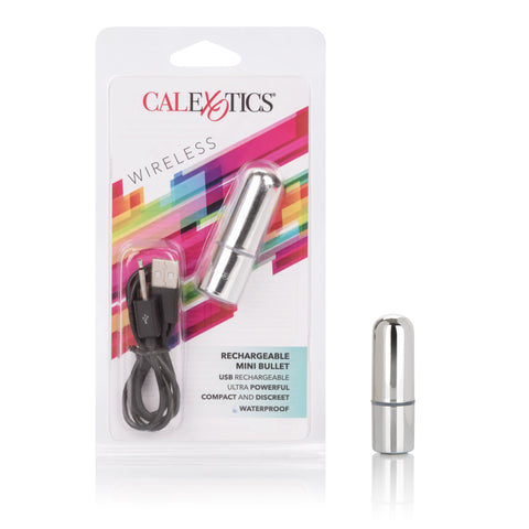 CalExotics Rechargeable Mini Bullet Vibrator Silver USB Rechargeable Compact Waterproof BULLETS
