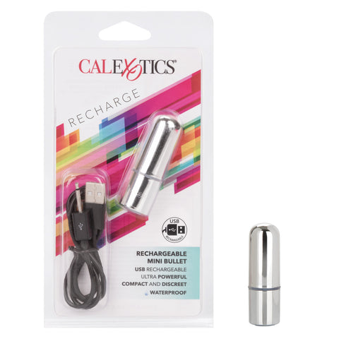 CalExotics Rechargeable Mini Bullet Vibrator Silver USB Rechargeable Compact Waterproof BULLETS