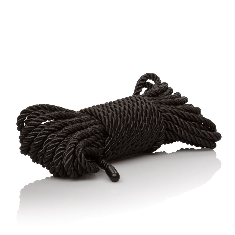 CalExotics Scandal BDSM Rope 32 Feet Silky Black Cotton Polyester Restraint Bondage Rope Rope