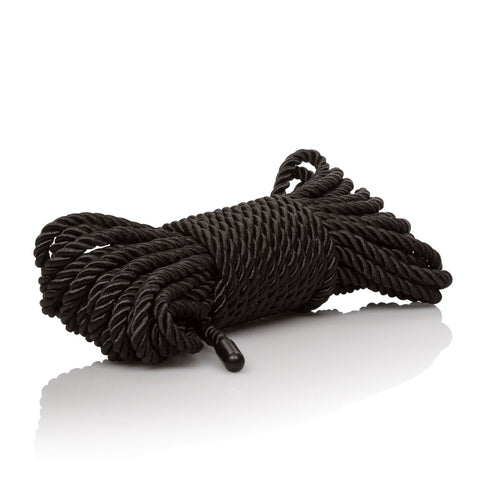 CalExotics Scandal BDSM Rope 32 Feet Silky Black Cotton Polyester Restraint Bondage Rope Rope