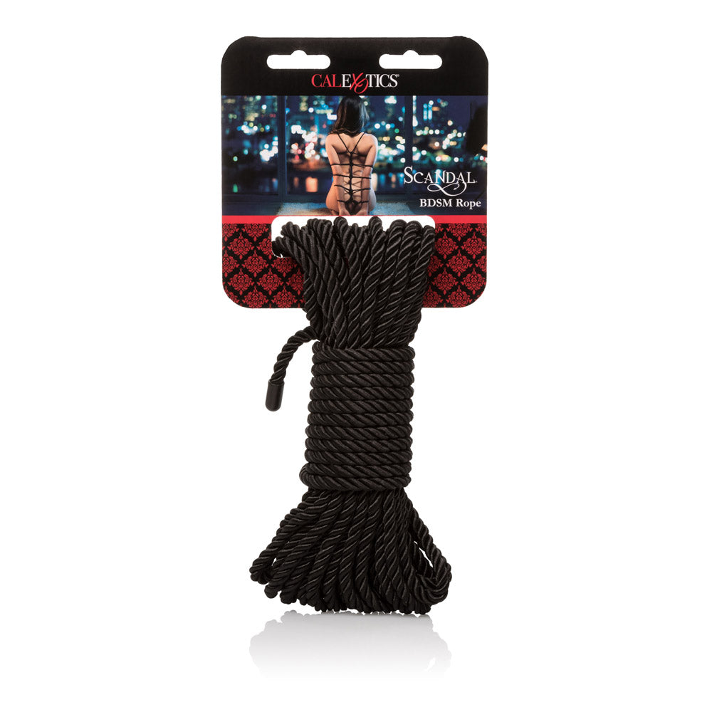 CalExotics Scandal BDSM Rope 32 Feet Silky Black Cotton Polyester Restraint Bondage Rope Rope