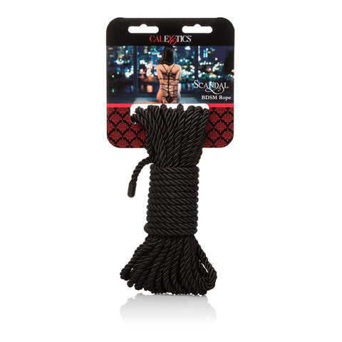 CalExotics Scandal BDSM Rope 32 Feet Silky Black Cotton Polyester Restraint Bondage Rope Rope