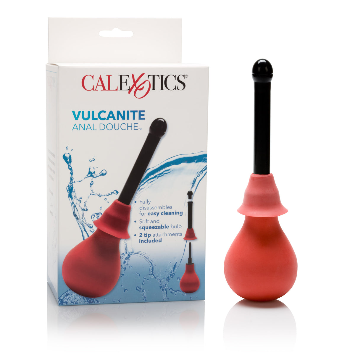 CalExotics Vulcanite Anal Douche Red Rubber Bulb with Two Attachments 7.5 Fl Oz 220 ml > Essentials > Feminine Care