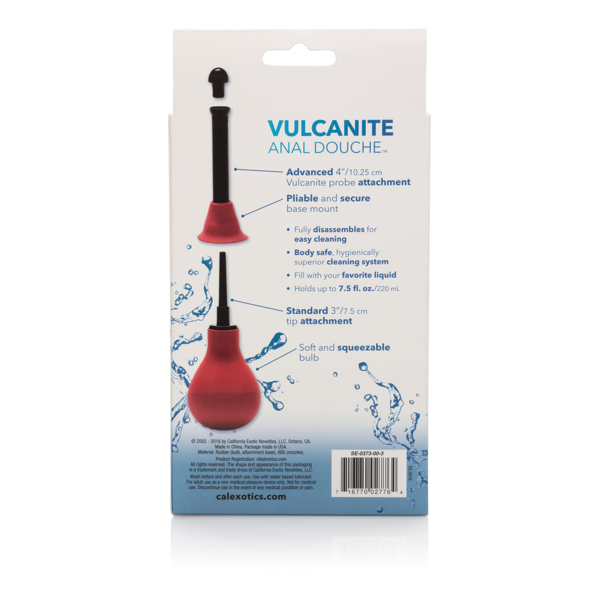 CalExotics Vulcanite Anal Douche Red Rubber Bulb with Two Attachments 7.5 Fl Oz 220 ml > Essentials > Feminine Care