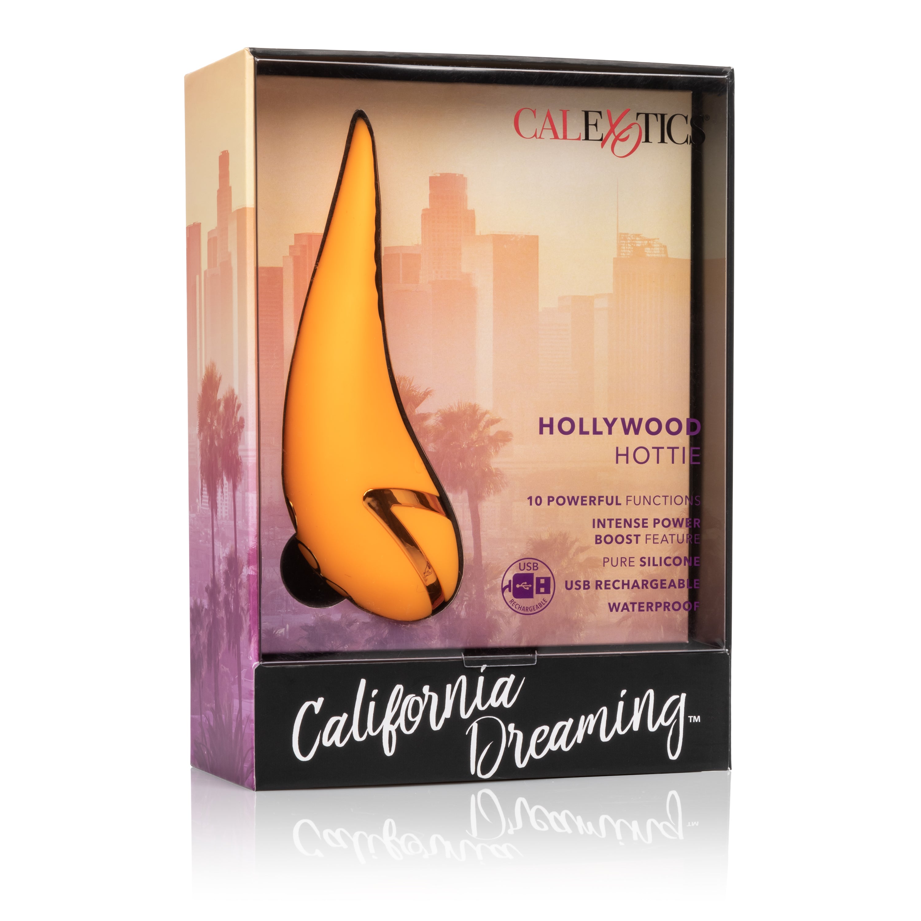 California Dreaming Hollywood Hottie Orange Mini Massager with 10 Vibration Functions and USB Rechargeable Vibrators