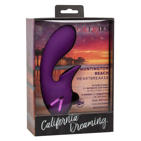 California Dreaming Huntington Beach Heartbreaker Purple Silicone Rechargeable Massager with Dual Motors and 10 Suction Functions STIMULATORS