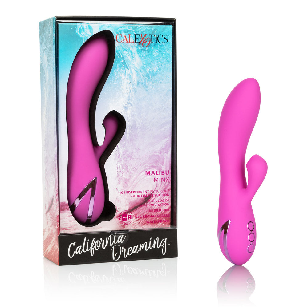 California Dreaming Malibu Minx 9 Inch Purple Silicone Suction Vibrator | Dual Stimulation > Vibrators > Ladies > Rabbit