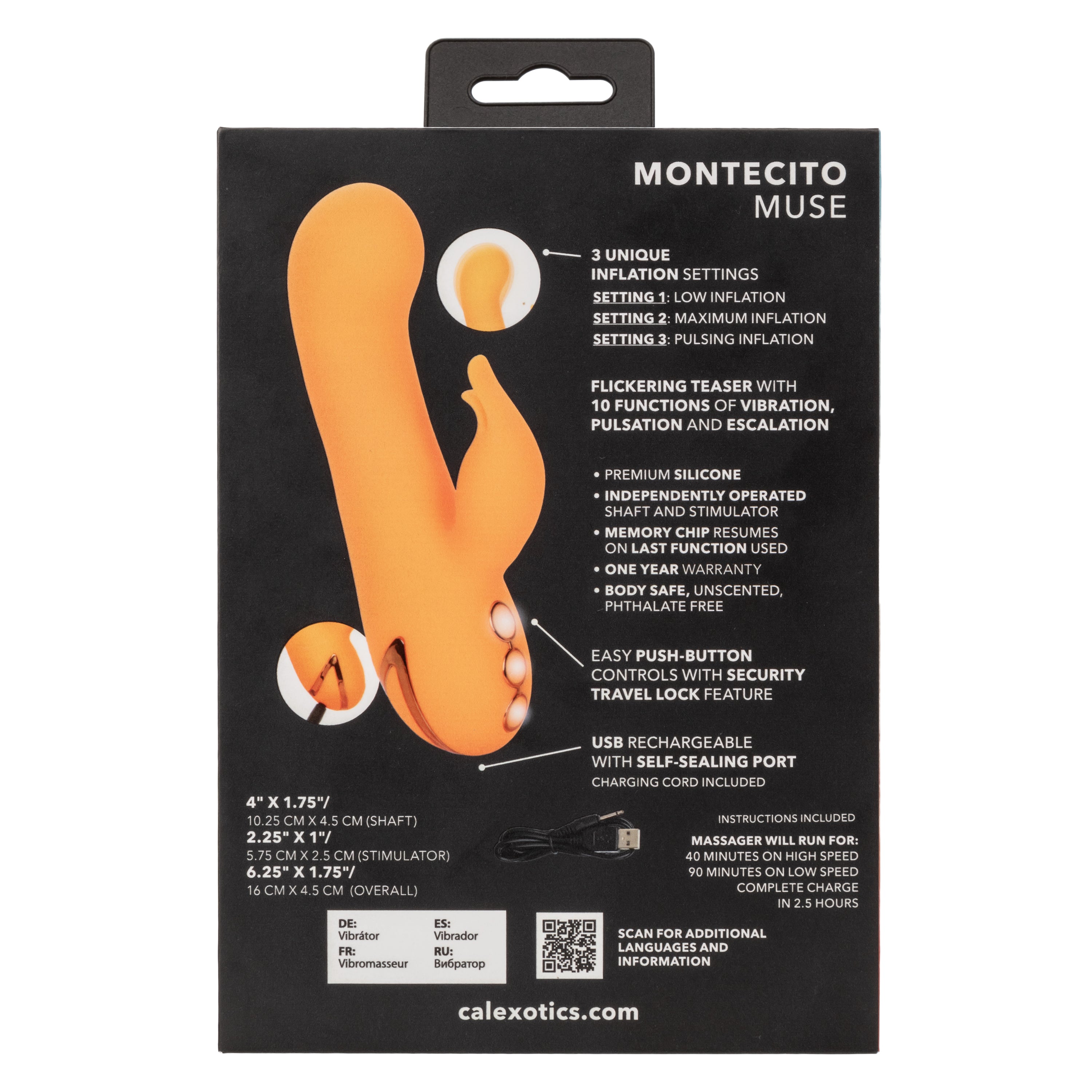 California Dreaming Montecito Muse Orange Silicone G-Spot Stimulator with 10 Vibration Functions and 3 Inflation Settings VIBRATORS-RABBIT