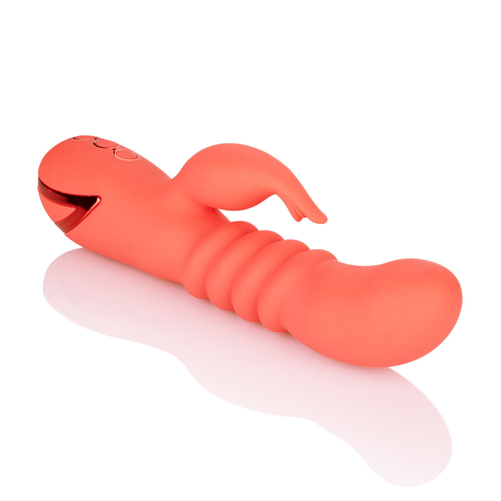 California Dreaming Orange County Cutie Ergonomic Dual Action Rechargeable Massager with Thrusting and Vibrations Secondary image