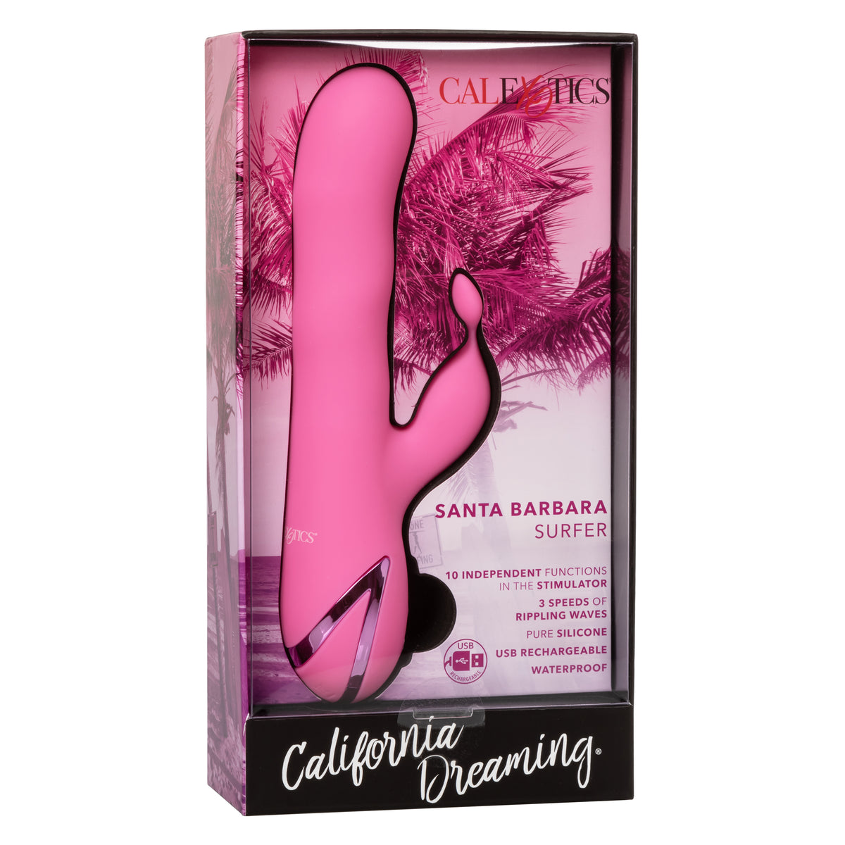 California Dreaming Santa Barbara Surfer 4.75 Inch Pink Silicone Massager | Dual Action > Vibrators > Ladies > Rabbit
