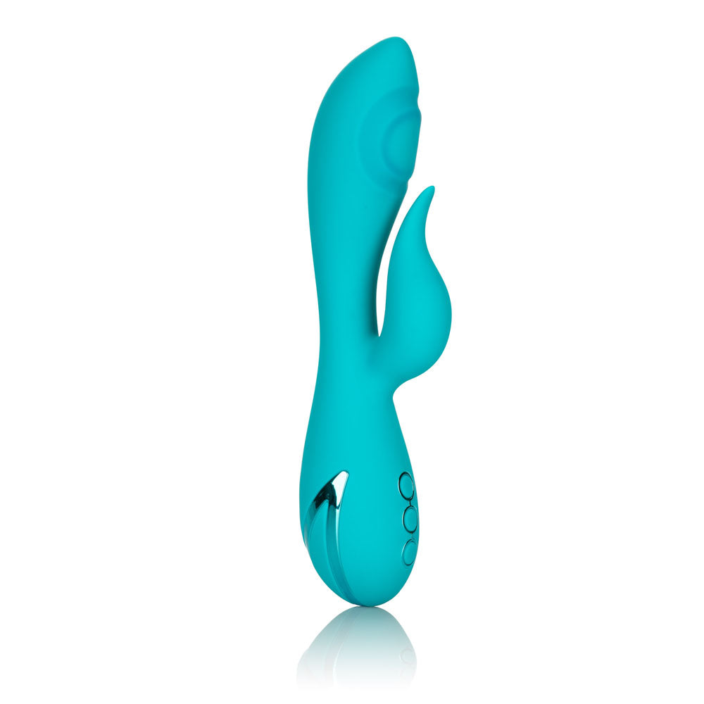 California Dreaming Santa Monica Starlet Teal Massager with 10 Vibration Functions and 3 Thumping Speeds, USB Rechargeable, Ergonomic G-Spot Design VIBRATORS-RABBIT