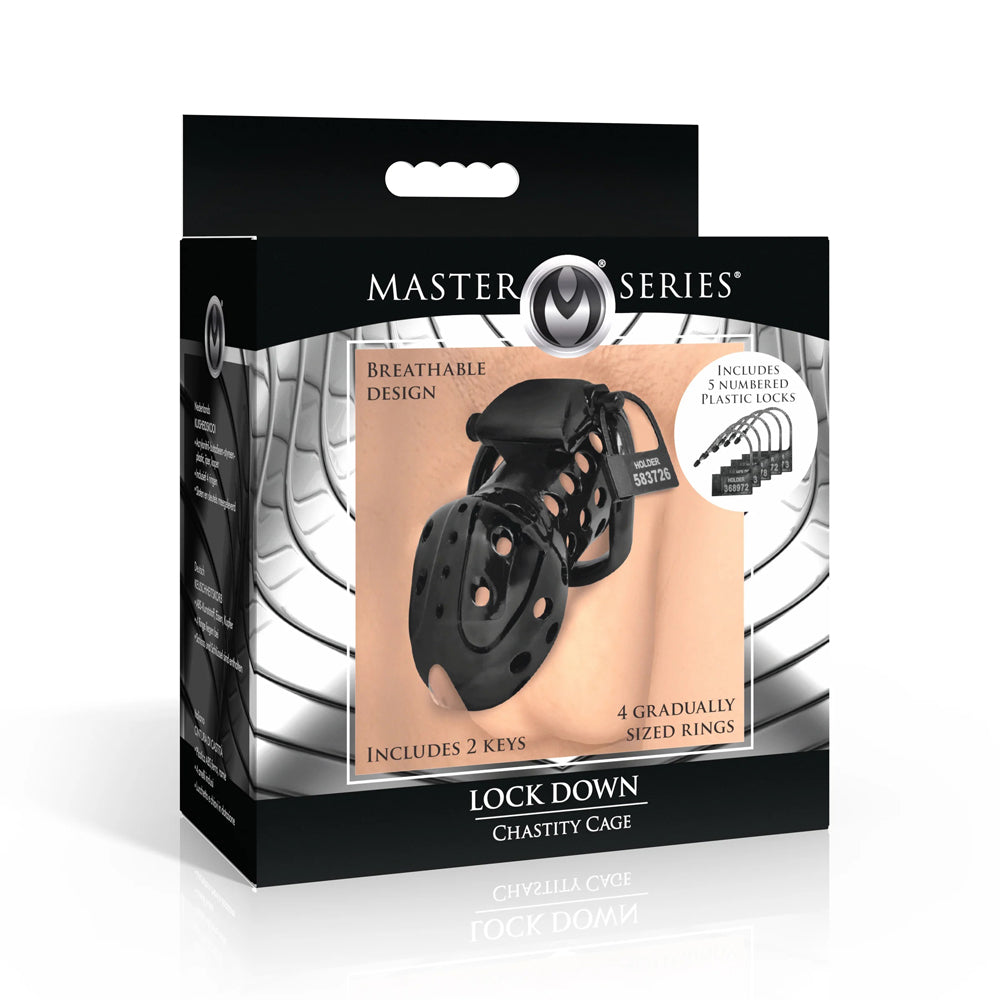 Lock Down Chastity Cage for Men Adjustable Size with Secure Locking Mechanism Black Cages