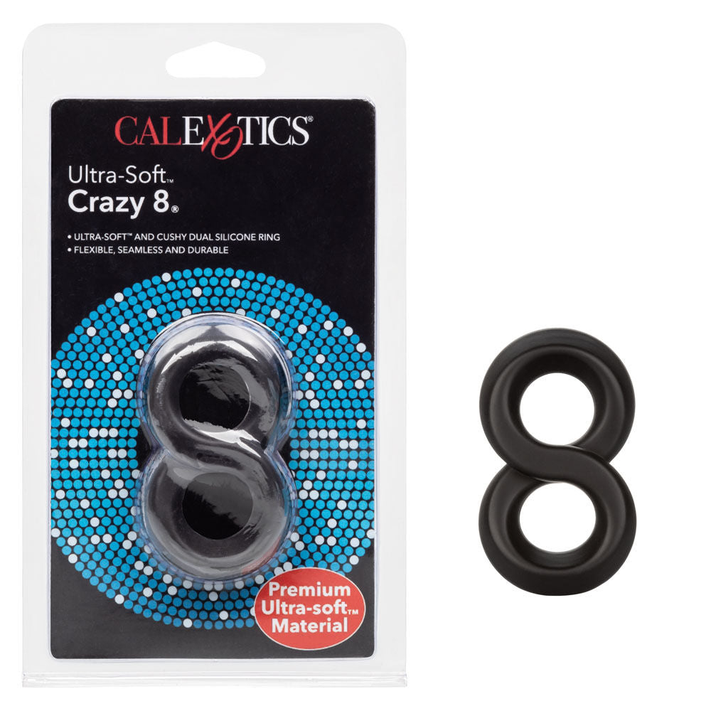 CalExotics Ultra Soft Crazy 8 Dual Enhancer Ring for Stamina Black COCK RINGS