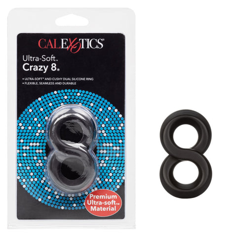 CalExotics Ultra Soft Crazy 8 Dual Enhancer Ring for Stamina Black COCK RINGS