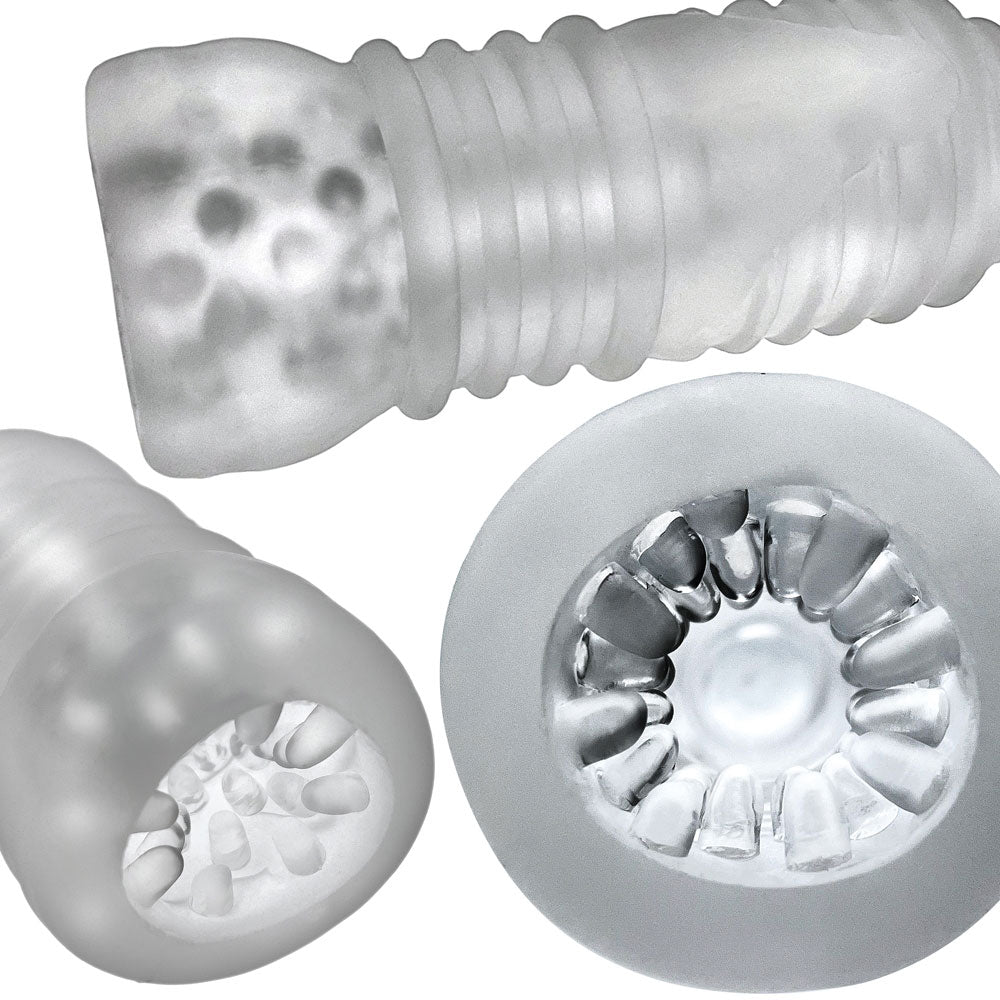 Jackt Clear Ice Male Masturbation Sleeve with Soft Silicone Grip Strokers - Manual