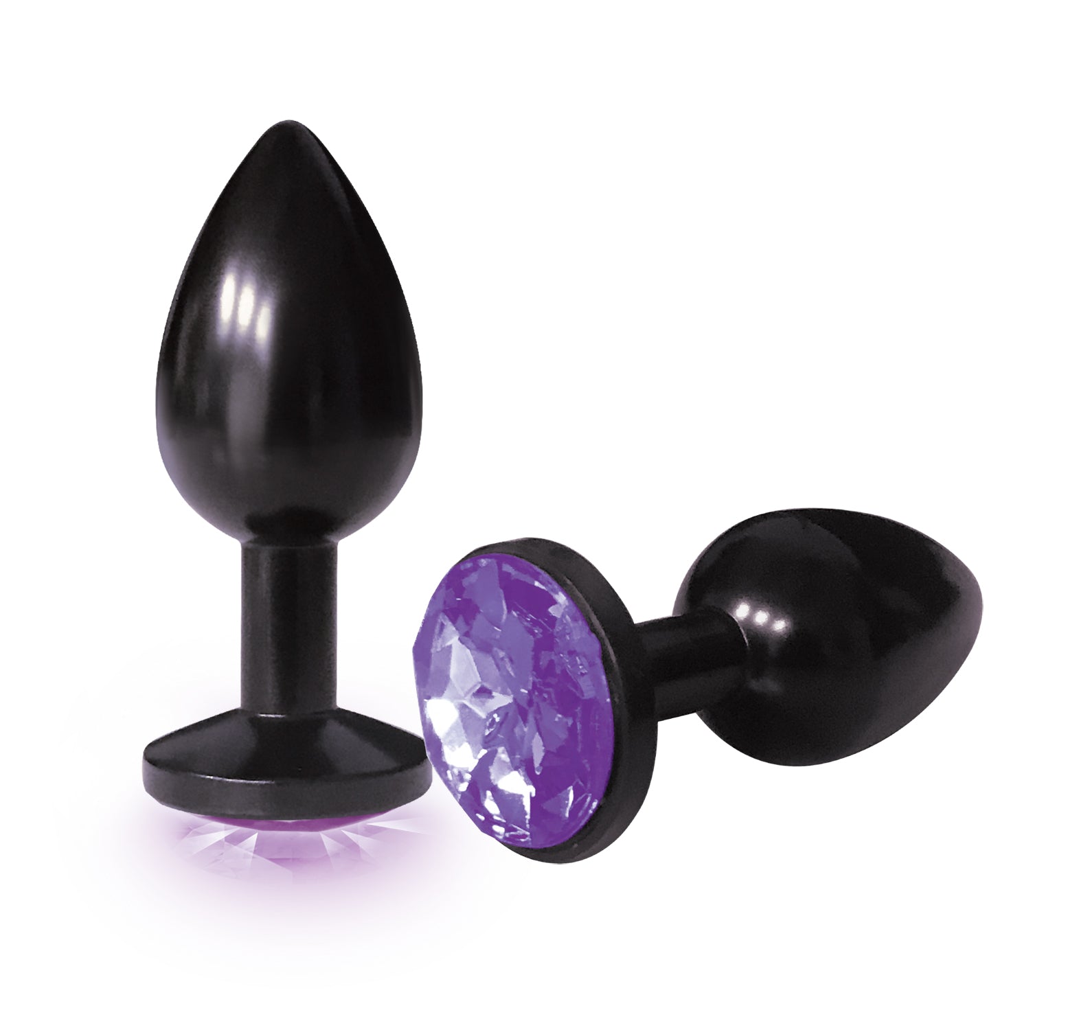 The Silver Starter Anodised 7.1 cm Butt Plug with Violet Jewel Purple|Black > Anal Range > Jewel Butt Plugs