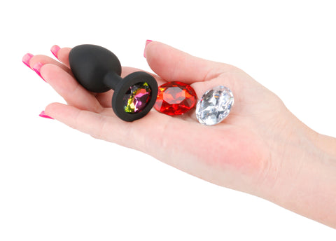 Glams Xchange Small Silicone Butt Plug with Interchangeable Gems > Anal Range > Jewel Butt Plugs