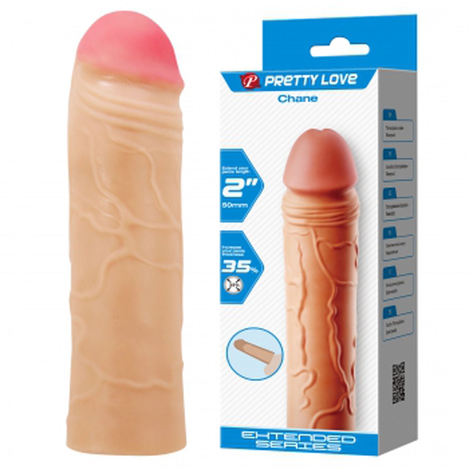 Chane 7.1 Inch Penis Extender Sleeve – Ultra Realistic Textured Sleeve Secondary image