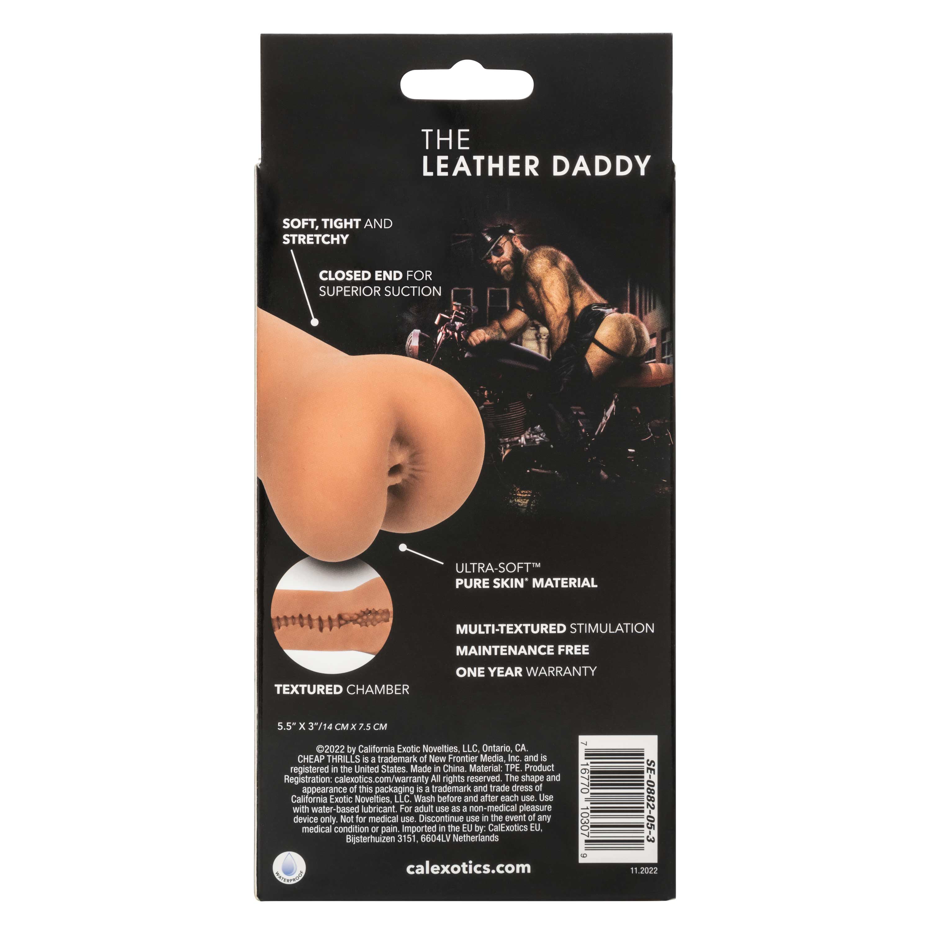 Cheap Thrills The Leather Daddy Stroker 5.5 Inch Flesh Tone with Pure Skin Material Strokers - Manual