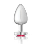 Cheeky Charms Silver Metal Butt Plug with Heart Pink Jewel Large (9.12cm) > Anal Range > Jewel Butt Plugs