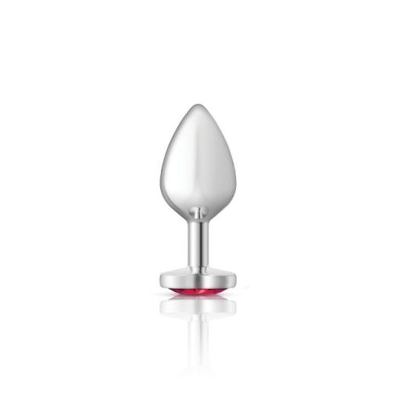Cheeky Charms Silver Metal Butt Plug with Heart Pink Jewel Medium (8.03cm) > Anal Range > Jewel Butt Plugs