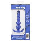 Cheeky X-6 Beads Silicone Anal Probe in Purple with Gradually Beaded Shaft and Pull Handle Base > Anal Range > Butt Plugs