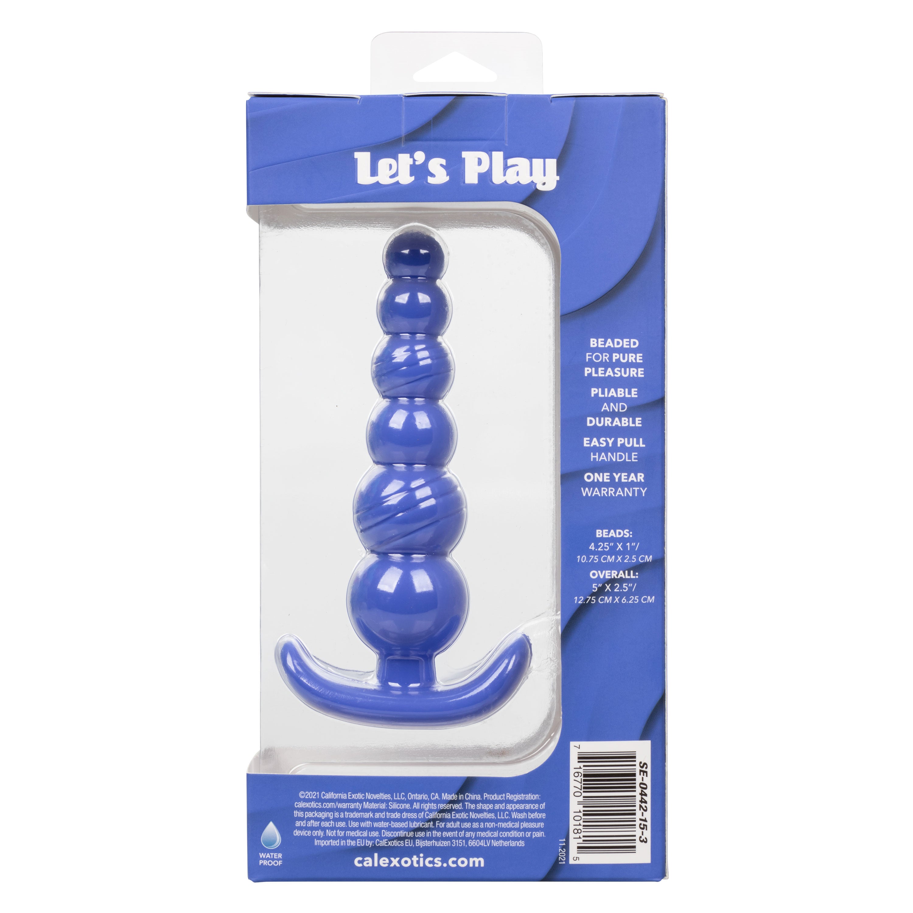 Cheeky X-6 Beads Silicone Anal Probe in Purple with Gradually Beaded Shaft and Pull Handle Base > Anal Range > Butt Plugs