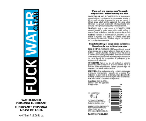 Clear 16oz Water-Based Lubricant for Smooth Adult Intimacy Water Based Lube