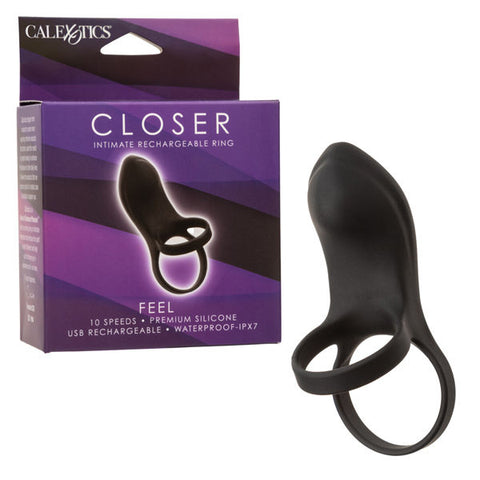 Closer Intimate Rechargeable Vibrating Ring for Couples Black Cock Rings Vibrating