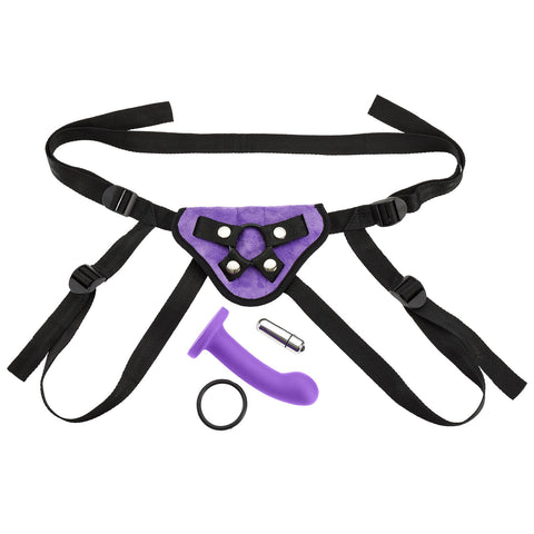 Cloud 9 Pro Strap On Harness Kit with Adjustable Black Harness Purple Harnesses & Strap-Ons