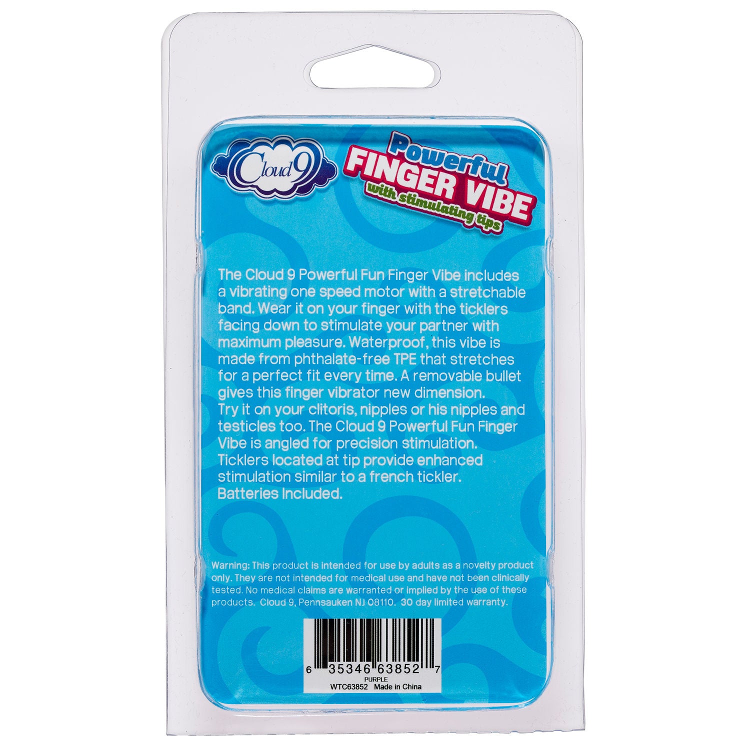 Cloud 9 Purple Finger Vibrator With Stimulating Tickler Tips Finger Stimulator