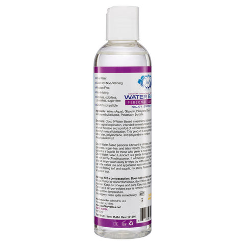 Cloud 9 Water Based Personal Lubricant 8 Ounces Gel Water Based Lube