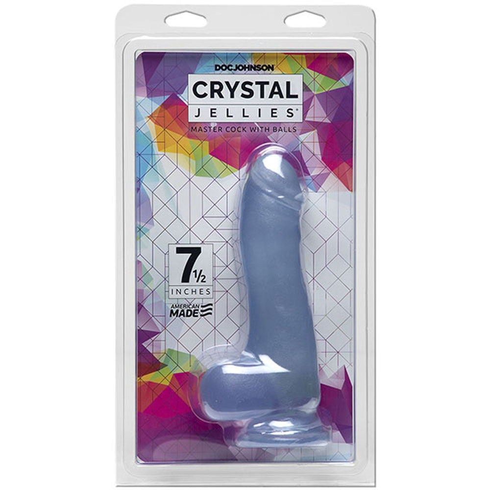 Crystal Jellies 7.5 Inch Realistic Dildo with Balls and Base Blue DONGS