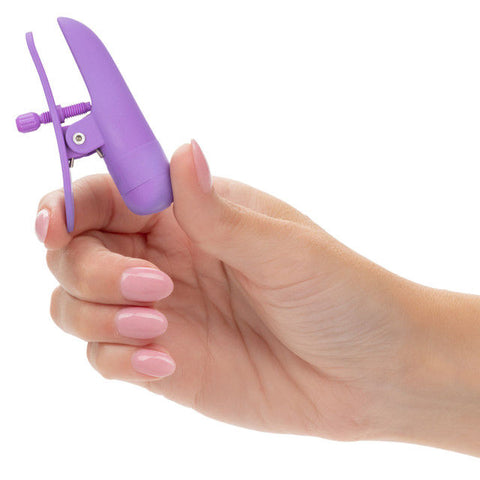 Purple Rechargeable Nipple Clamps with Adjustable Vibrations Nipple Clips