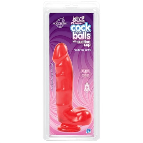 Cock And Balls With Suction Cup Ruby Red DONGS