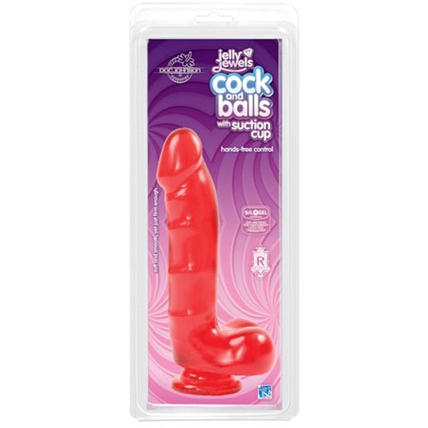 Cock And Balls With Suction Cup Ruby Red DONGS