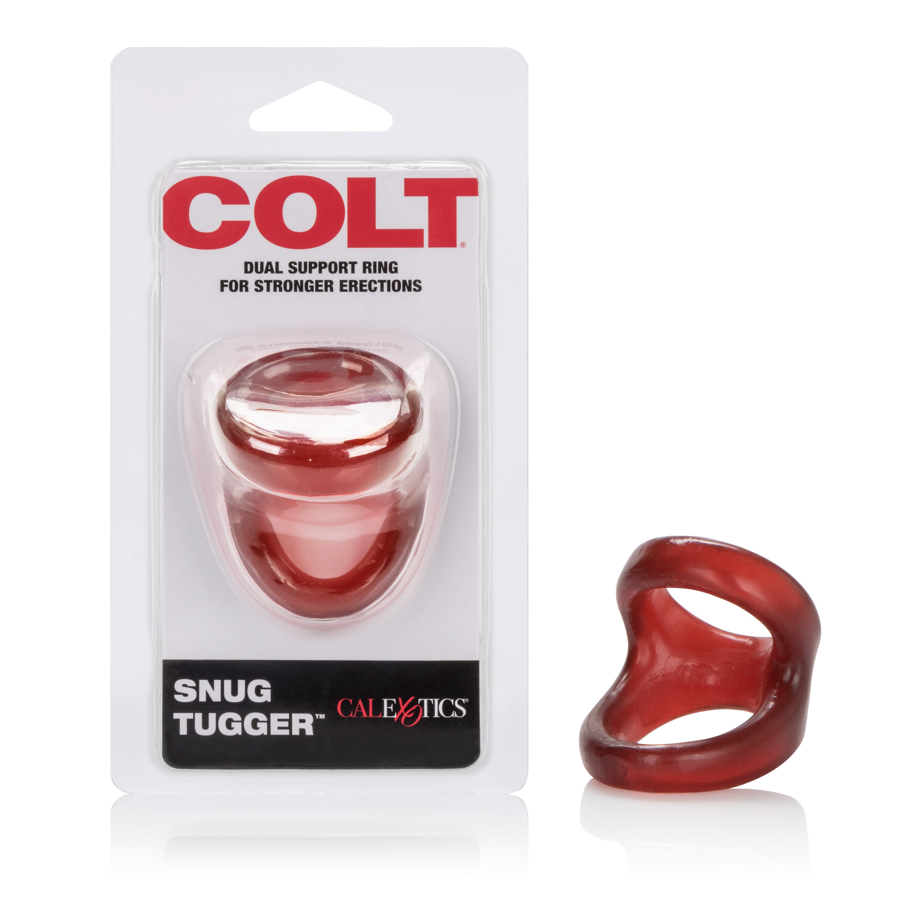 Colt Snug Tugger Red Double Cock Ring with Scrotum Support Stretchy Comfortable Size COCK RINGS Sling