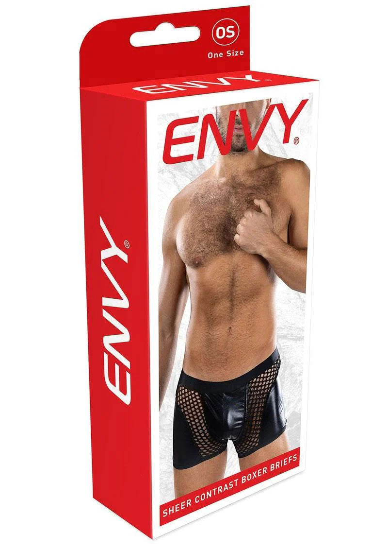 Sheer Contrast Boxer Briefs (Black) – Men’s Underwear Black One Size > Clothes > Mens Trunks