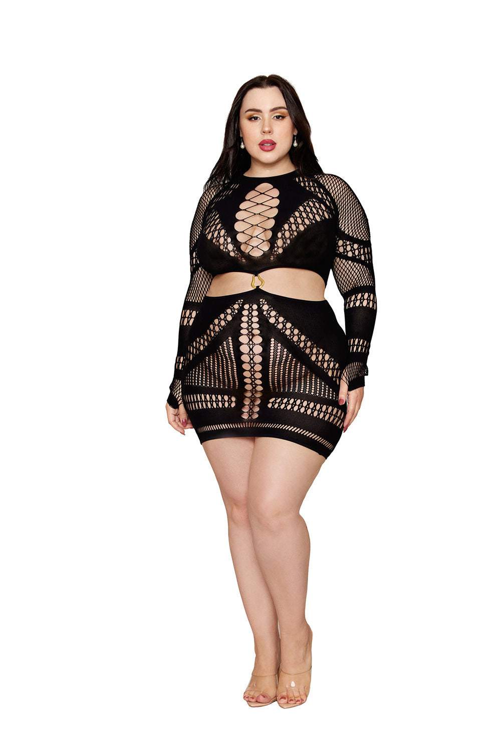 Black Queen Size Chemise Adult Lingerie with Nylon Spandex Blend Black > Clothes > Dresses and Chemises