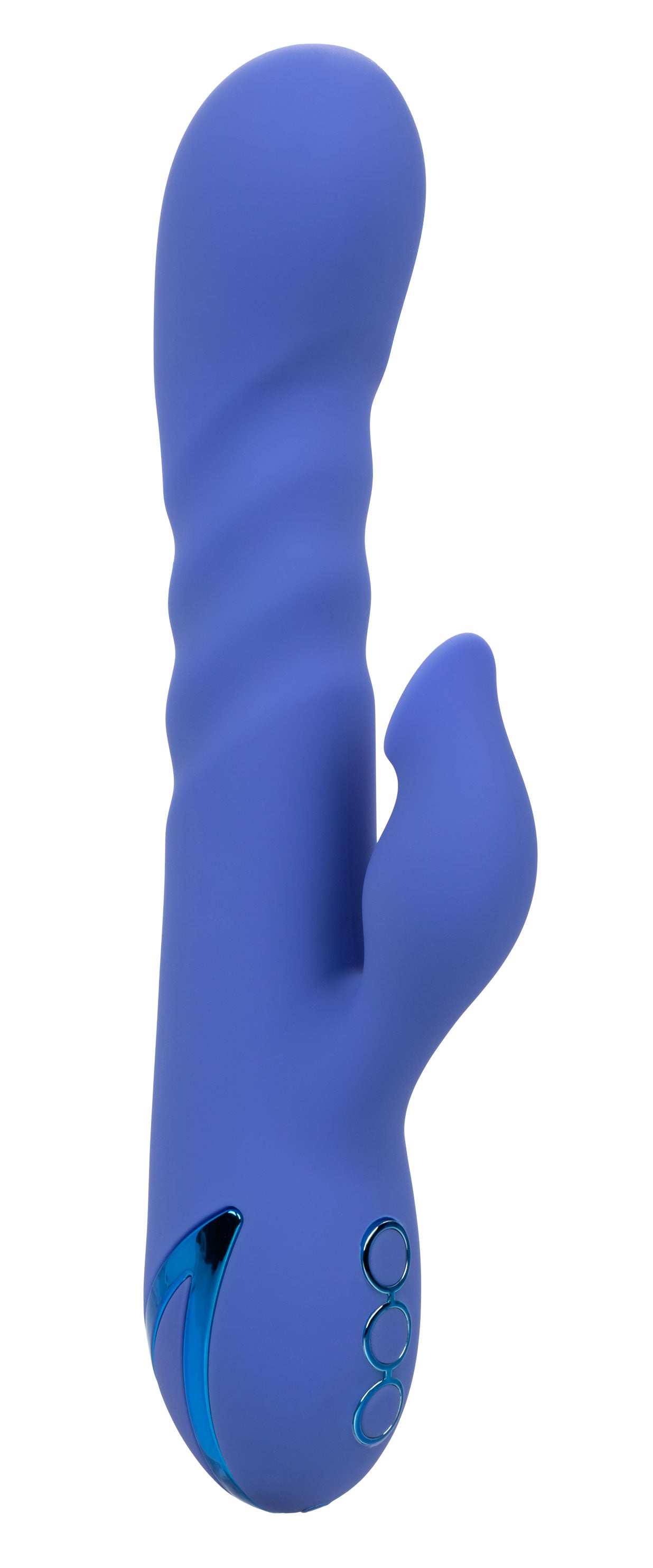 California Dreaming LA Love Blue Silicone Triple Motor Rechargeable Massager with 10 Functions of Intimate Suction and 3 Speeds of Vibration and Thrusting VIBRATORS-RABBIT-MULTI