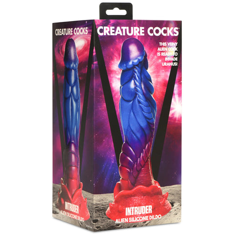 Creature Cocks Intruder Alien Silicone Dildo Purple Blue Pink 9 Inch with Suction Cup Fantasy Dongs