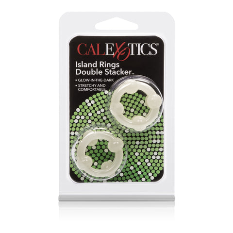 Island Rings Double Stacker Glow In The Dark Stretchy Cock Rings 0.75 Inch 2 Cm Duo COCK RING Set