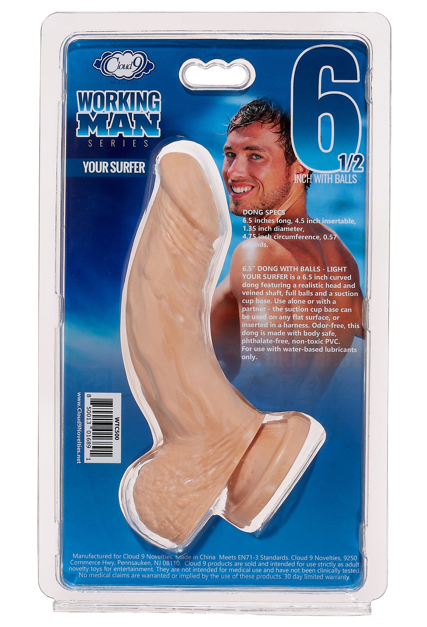 Cloud 9 Working Man 6.5 Inch Dong with Balls and Suction Base Dongs Realistic