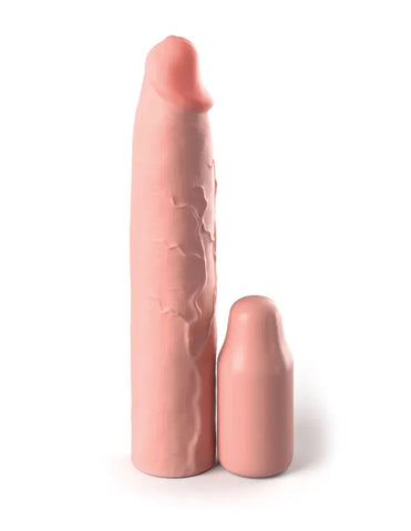 Fantasy X-Tensions Elite 9 Inch Sleeve with 3 Inch Plug – Silicone Sleeve and Plug Set Beige > Sex Toys For Men > Penis Sleeves