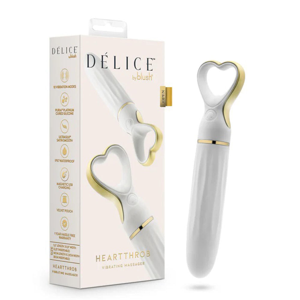 Blush Delice Heartthrob Vibrator – Smooth Tapered Tip 10 Modes Vibrator White > Vibrators > Standard Vibrators