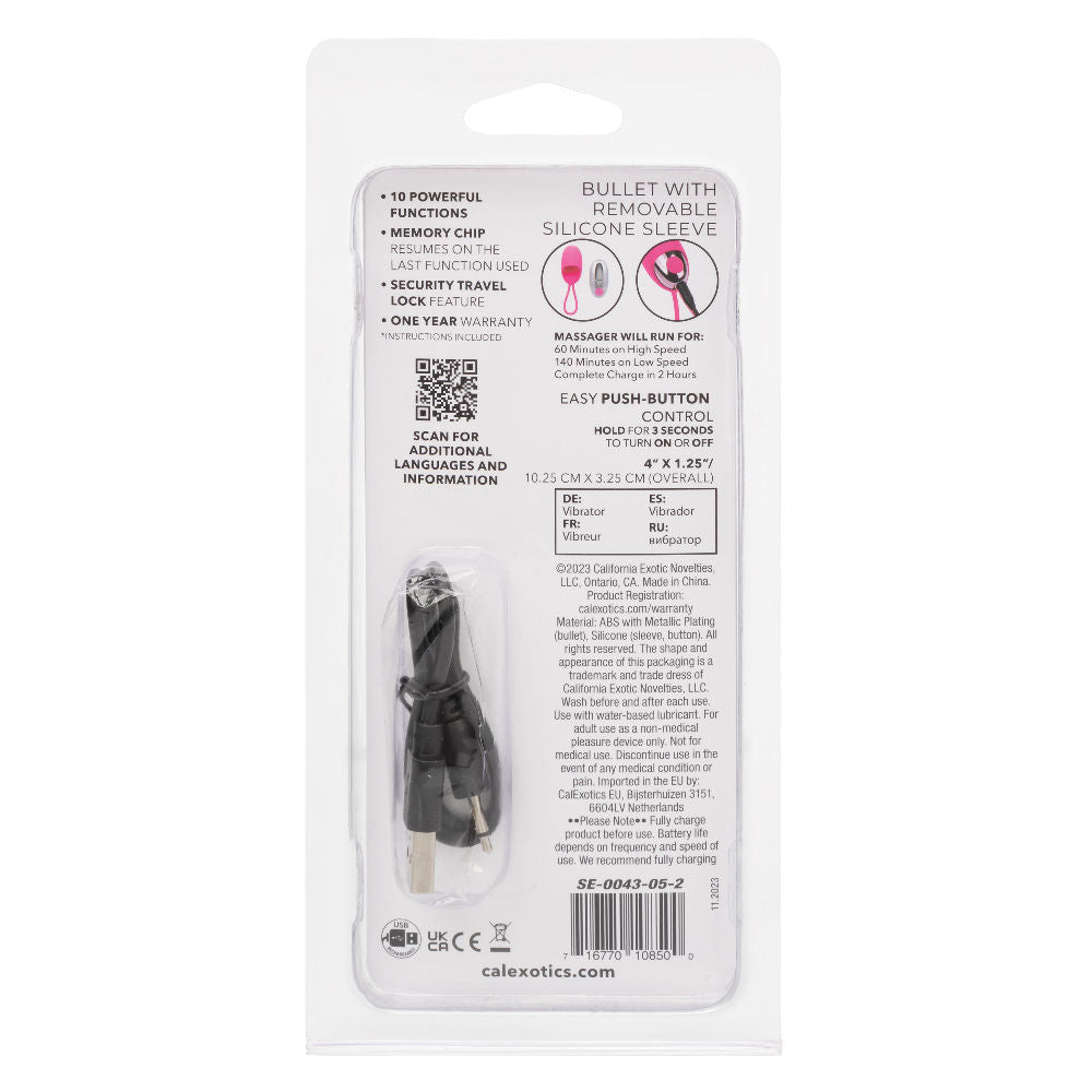 Turbo Buzz Bullet Vibrator With Removable Silicone Sleeve Pink BULLETS