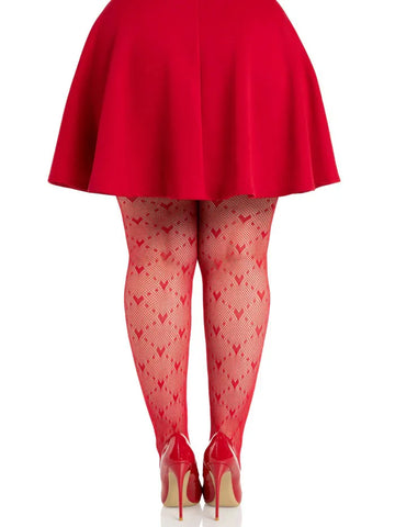 Plus Valentina Heart Net Tights – Plus Size Hosiery > Clothes > Hosiery